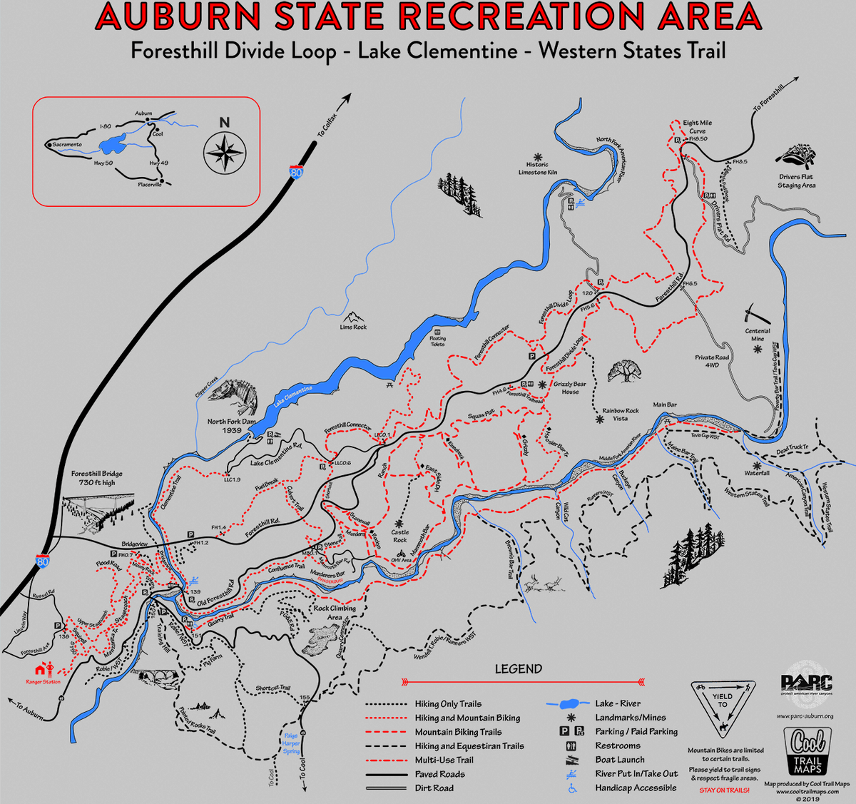 Auburn State Recreation Area ABOVE Confluence Map – Cool Trail Maps